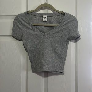Gray v-neck baby tee